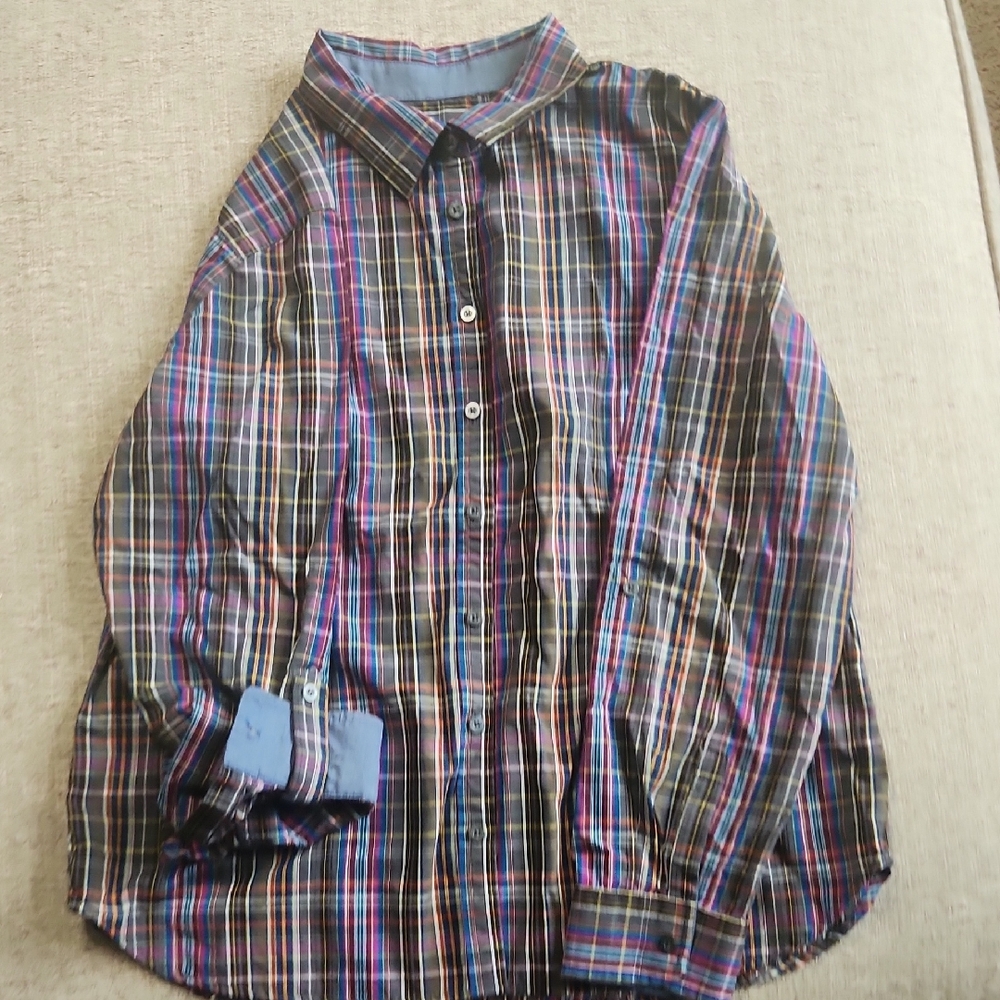 Talbots Blue and Black Casual Button Down Shirt